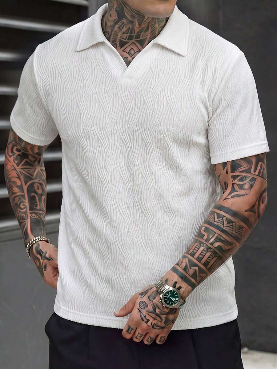 Mens Polo Shirt Geometric Jacquard Knit Short Sleeve – Balvex