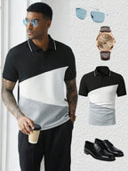 Mens Polo Shirt Geometric Jacquard Knit Short Sleeve – Balvex