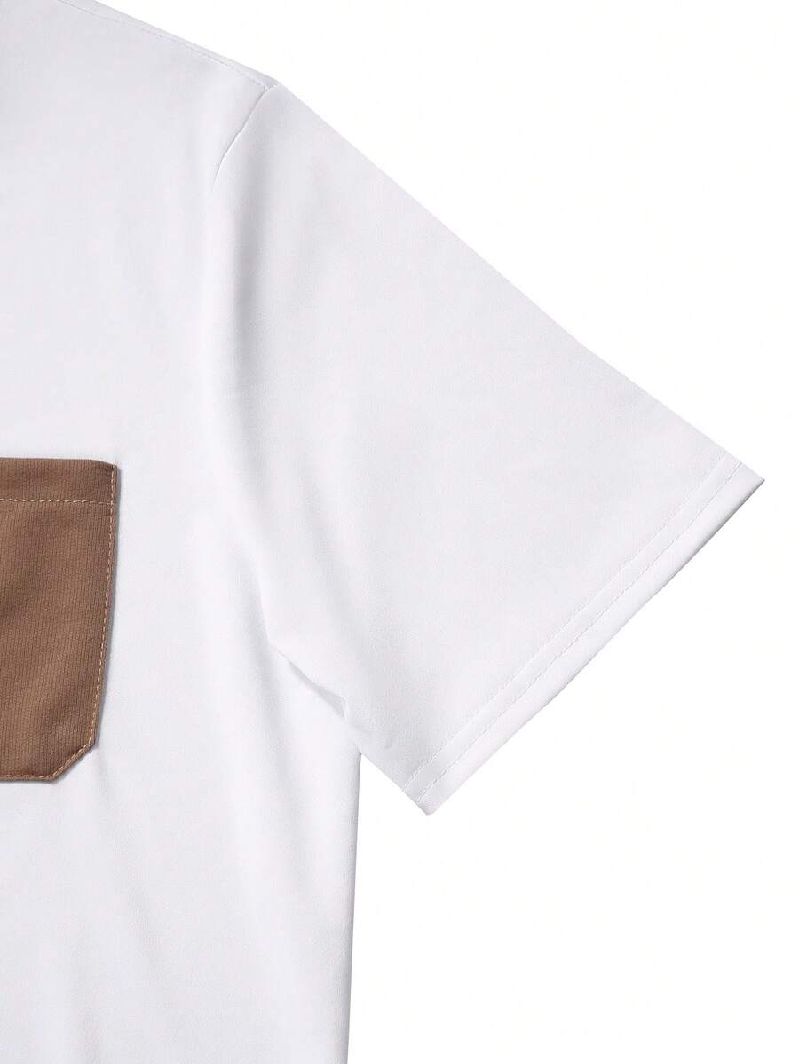 Mens T-Shirt and Shorts Set Color Block Crewneck Short Sleeve – Valco