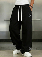 Mens Pant Wide Leg Drawstring Sweatpant Solid Relaxed Fit – Galdron