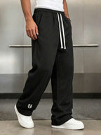 Mens Pant Wide Leg Drawstring Sweatpant Solid Relaxed Fit – Galdron