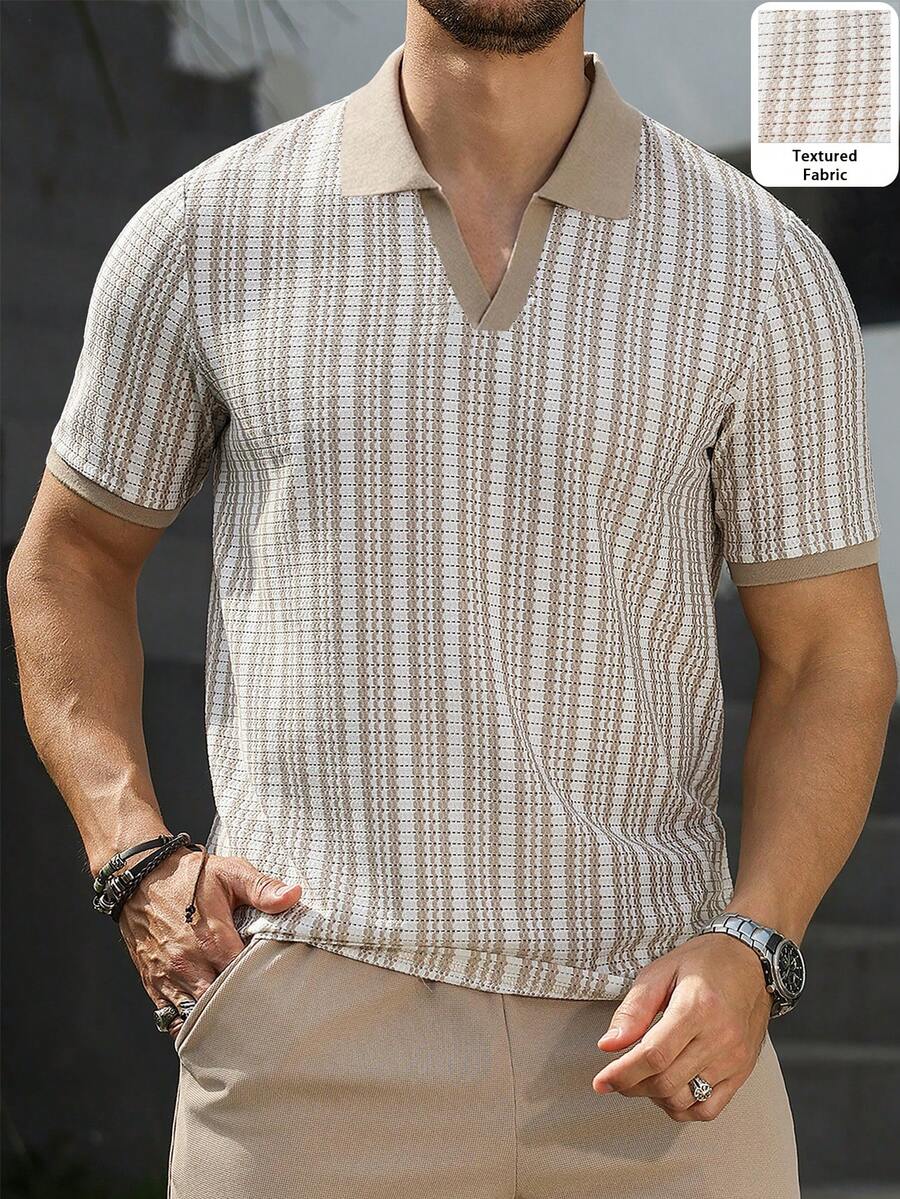 Mens Polo Shirt Geometric Jacquard Knit Short Sleeve – Balvex