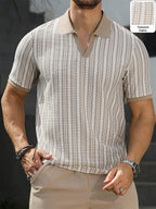 Mens Polo Shirt Geometric Jacquard Knit Short Sleeve – Balvex