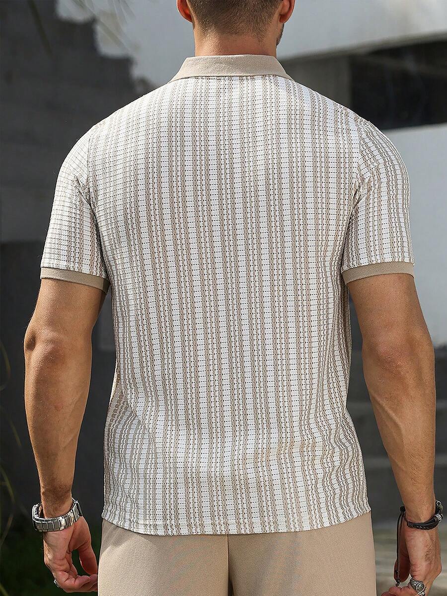 Mens Polo Shirt Geometric Jacquard Knit Short Sleeve – Balvex