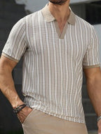Mens Polo Shirt Geometric Jacquard Knit Short Sleeve – Balvex