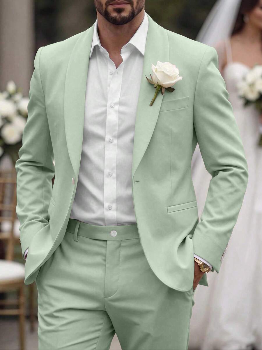 Mens Trouser Suit Shawl Collar Blazer Two-Piece Set – Vandro