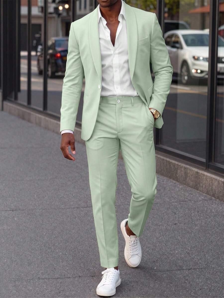 Mens Trouser Suit Shawl Collar Blazer Two-Piece Set – Vandro