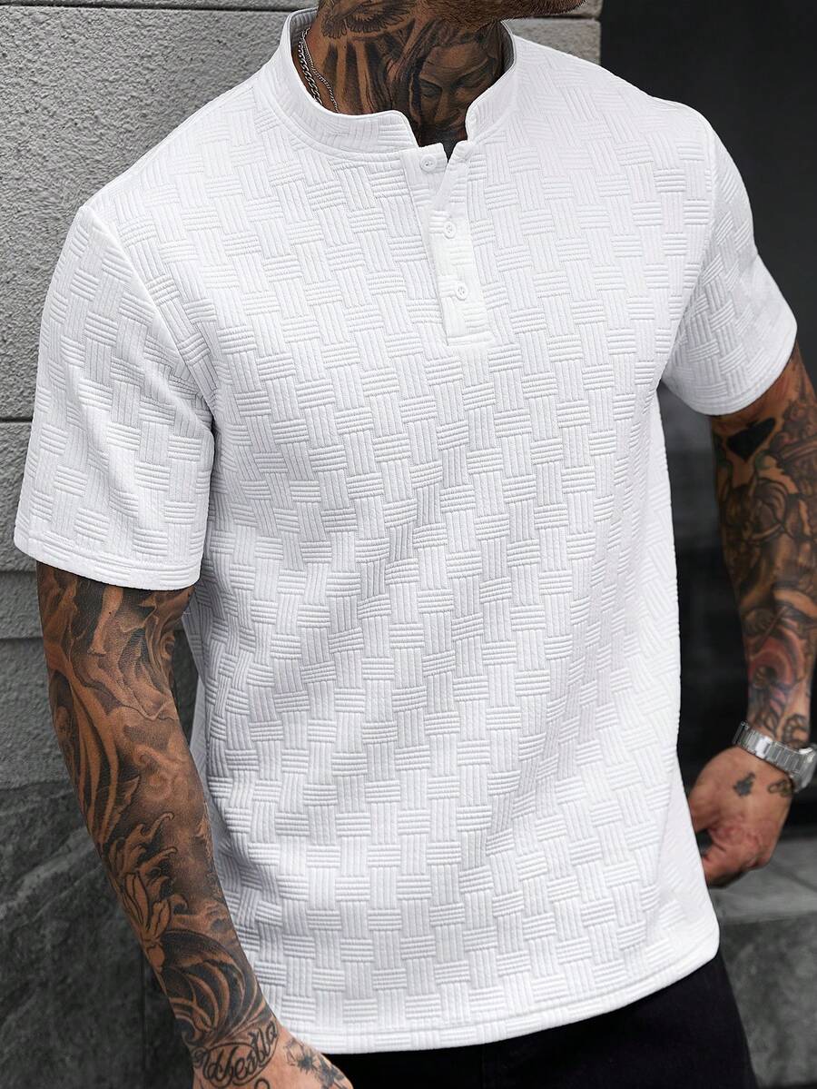Mens Polo Shirt Geometric Jacquard Knit Short Sleeve – Balvex