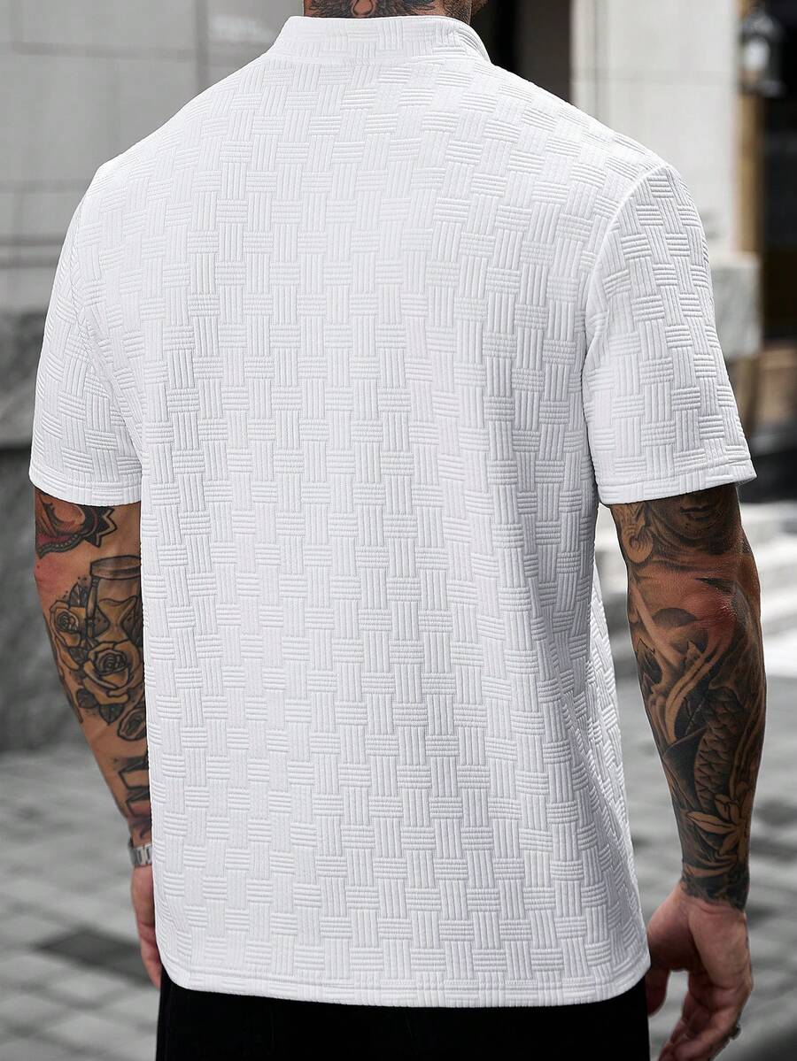 Mens Polo Shirt Geometric Jacquard Knit Short Sleeve – Balvex