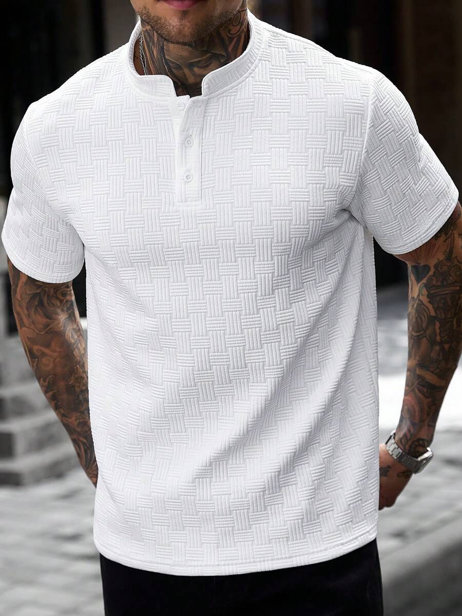 Mens Polo Shirt Geometric Jacquard Knit Short Sleeve – Balvex