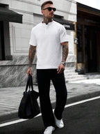 Mens Polo Shirt Geometric Jacquard Knit Short Sleeve – Balvex