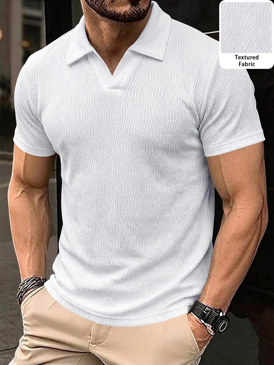 Mens Polo Shirt Geometric Jacquard Knit Short Sleeve – Balvex