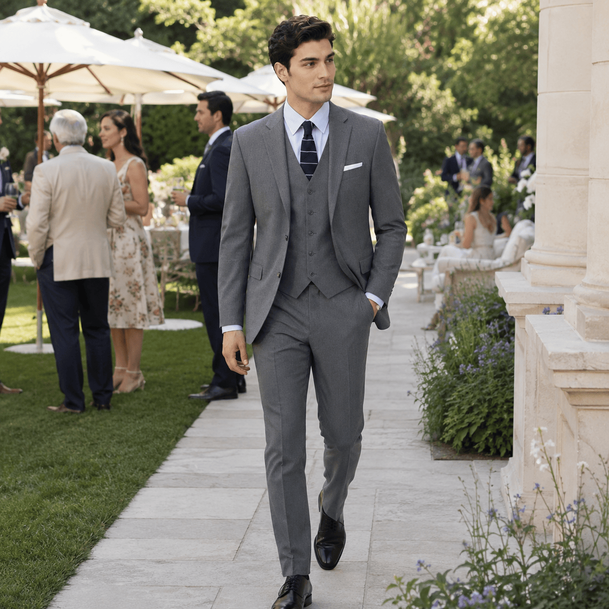 3-Piece Suit Men Single Breasted Notch Lapel Blazer Vest Trousers – Norval