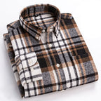 Cotton Flannel Shirt Brushed Texture Button-Down – Farro