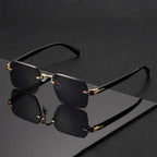 Rimless Sunglasses Gradient Polycarbonate Lenses Gold Bridge – Leclair