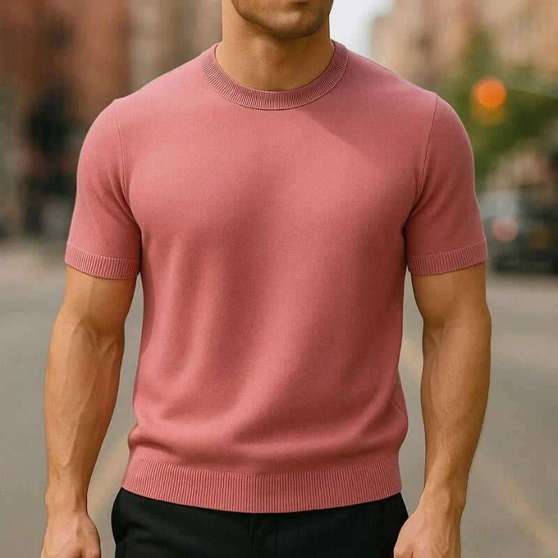 Crew Neck Merino Wool Blend Tee Tailored Fit – Drex