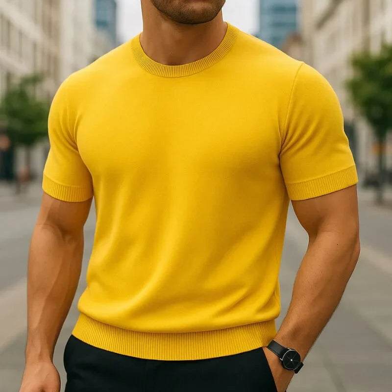 Crew Neck Merino Wool Blend Tee Tailored Fit – Drex