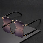 Rimless Sunglasses Gradient Polycarbonate Lenses Gold Bridge – Leclair
