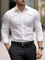 Long Sleeve Dress Shirt Pointed Collar Button Down in Black – Hale