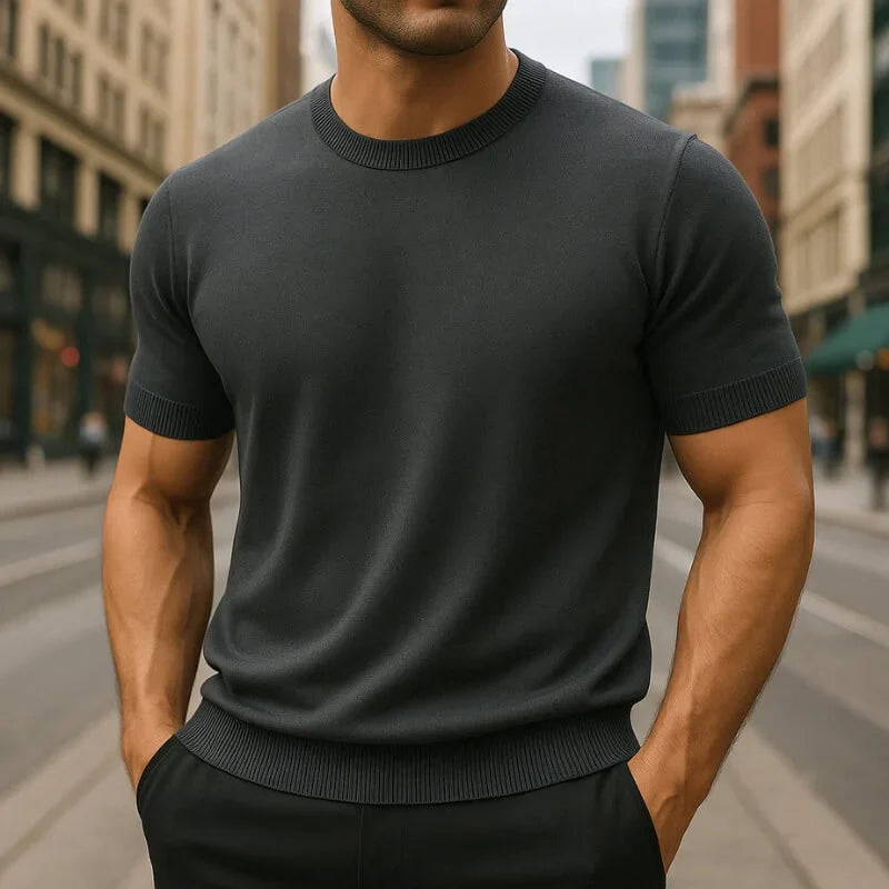 Crew Neck Merino Wool Blend Tee Tailored Fit – Drex