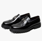 Platform Loafer Leather-Look Metal Bit Slip-On Black – Roven