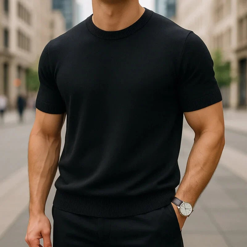 Crew Neck Merino Wool Blend Tee Tailored Fit – Drex