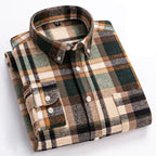 Cotton Flannel Shirt Brushed Texture Button-Down – Farro