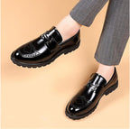 Platform Loafer Leather-Look Metal Bit Slip-On Black – Roven