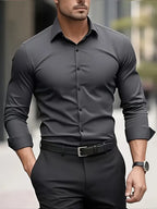 Long Sleeve Dress Shirt Pointed Collar Button Down in Black – Hale