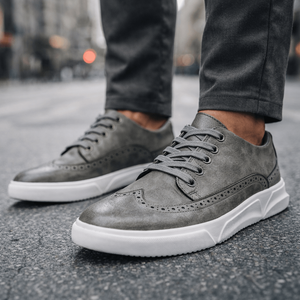 Leather Brogue Sneaker Lace-Up Cushioned Sole – Fenron