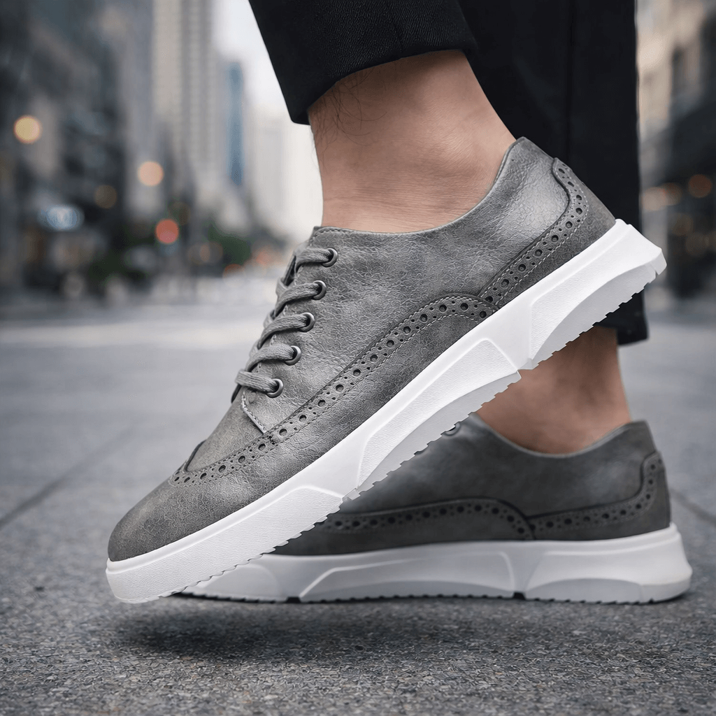 Leather Brogue Sneaker Lace-Up Cushioned Sole – Fenron