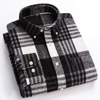 Cotton Flannel Shirt Brushed Texture Button-Down – Farro