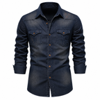 Cotton Denim Shirt Slim Fit Long Sleeve Adaptive – Lorne