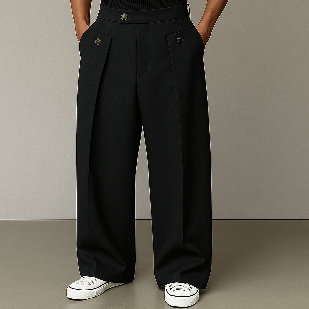 Mens Pant Wide-Leg Pleated Woven – Narven