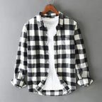 Brushed Cotton Check Shirt Button-Down Curved Hem – Wick
