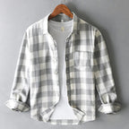 Brushed Cotton Check Shirt Button-Down Curved Hem – Wick