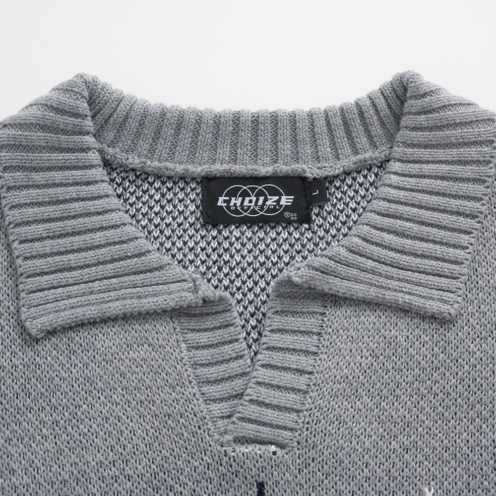 Beldon | Argyle Knit Sweater Structured Collar