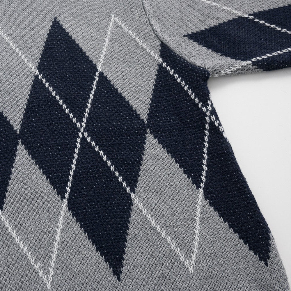 Beldon | Argyle Knit Sweater Structured Collar