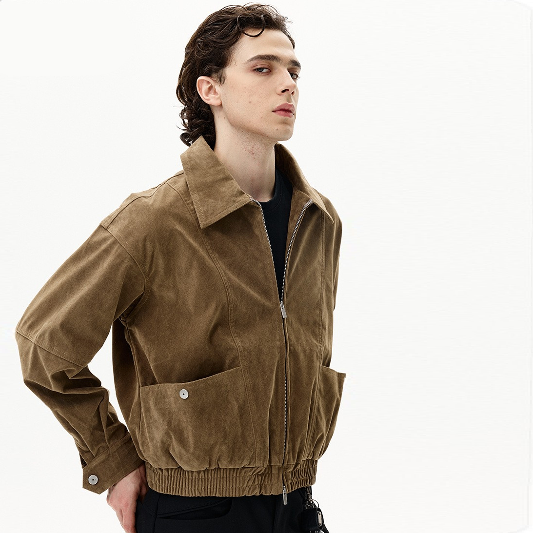 Chelron | Suede Aviator Jacket Full Zip