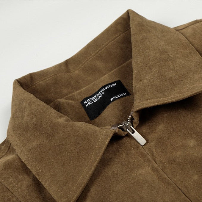 Chelron | Suede Aviator Jacket Full Zip