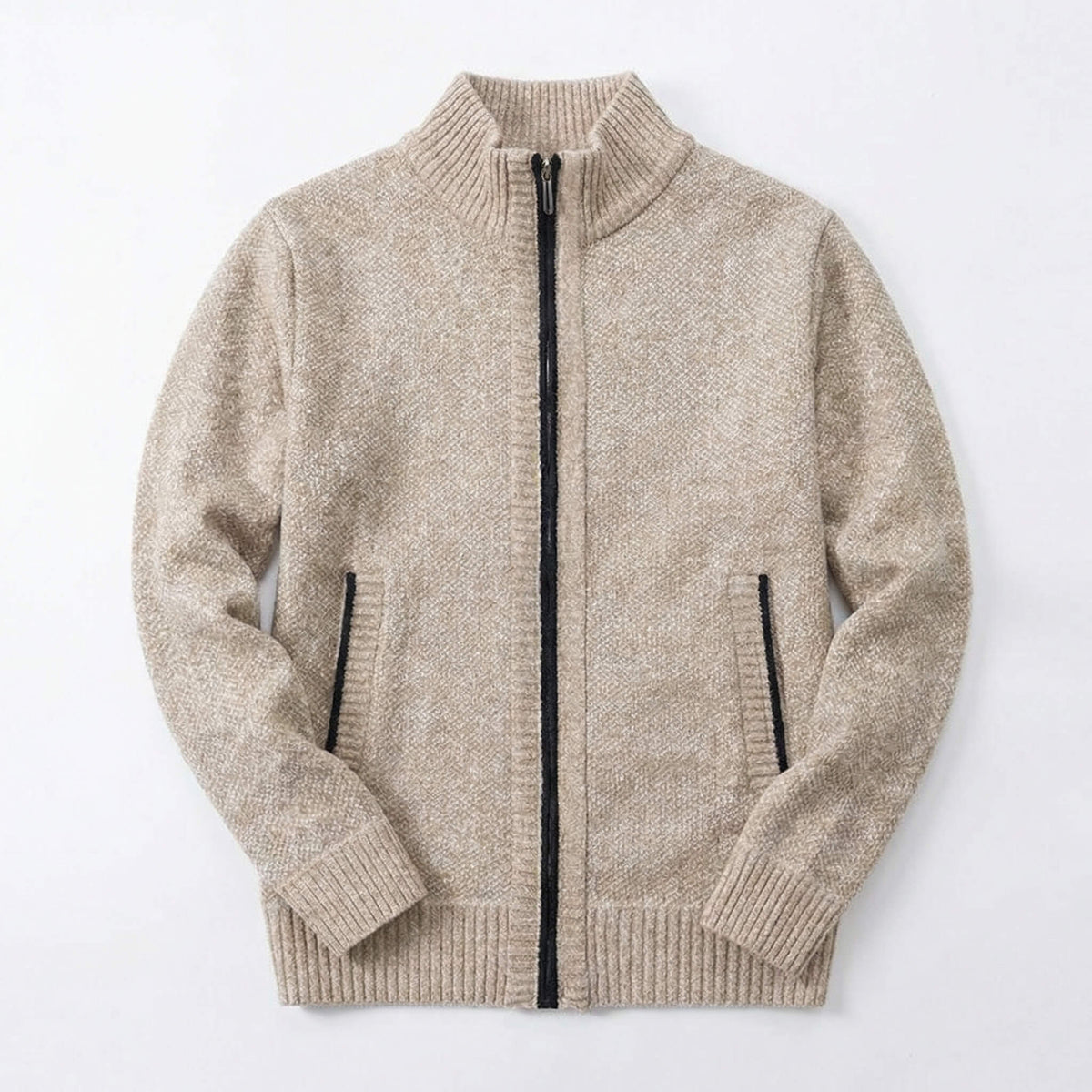 Blidex | Zip Up Knit Hoodie Cable Texture