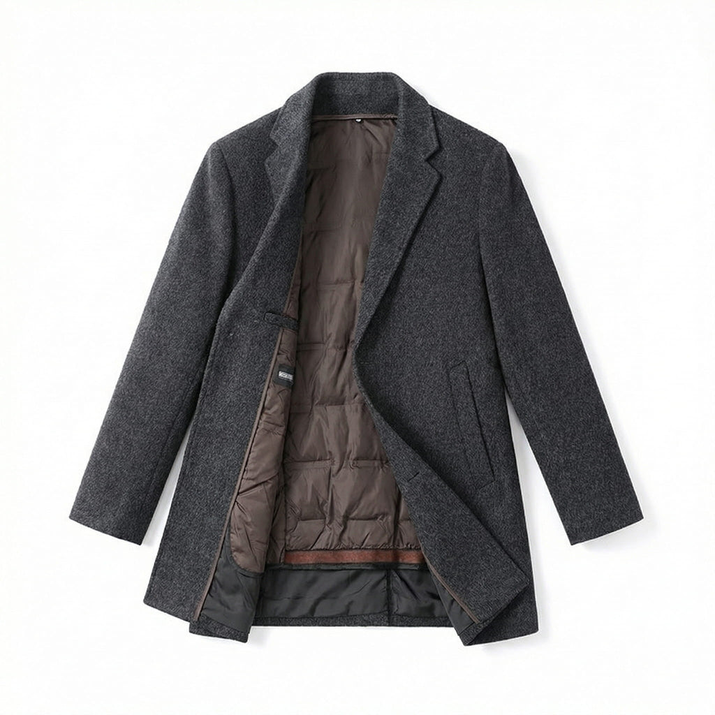 Belvex | Long Wool Coat Quilted Lining
