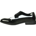 Two-Tone Wingtip Oxford Patent Upper Lace-Up Dress Shoe in Black – Taldo