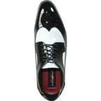 Two-Tone Wingtip Oxford Patent Upper Lace-Up Dress Shoe in Black – Taldo