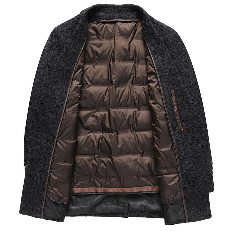 Belvex | Long Wool Coat Quilted Lining