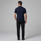 Mens Pant & Waffle Polo Set Slim Tapered 2-Piece Smart Casual – Daxel