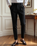 Pleated Front Dress Trousers Slim Tailored Fit Belt Loops – Pren