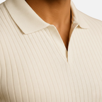 Slim Fit Ribbed Polo V-Neck Tailored Collar – Kade