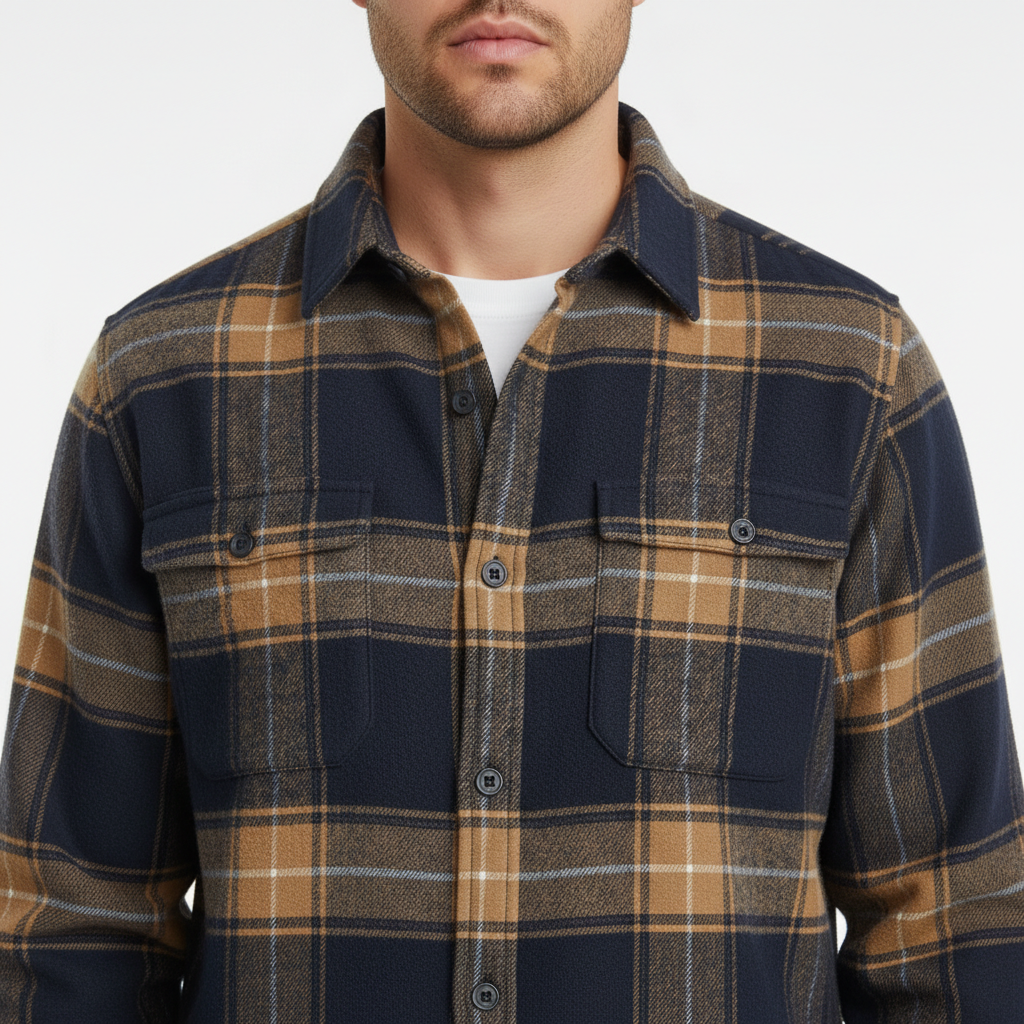 Cotton Flannel Shirt Brushed Texture Button-Down – Farro