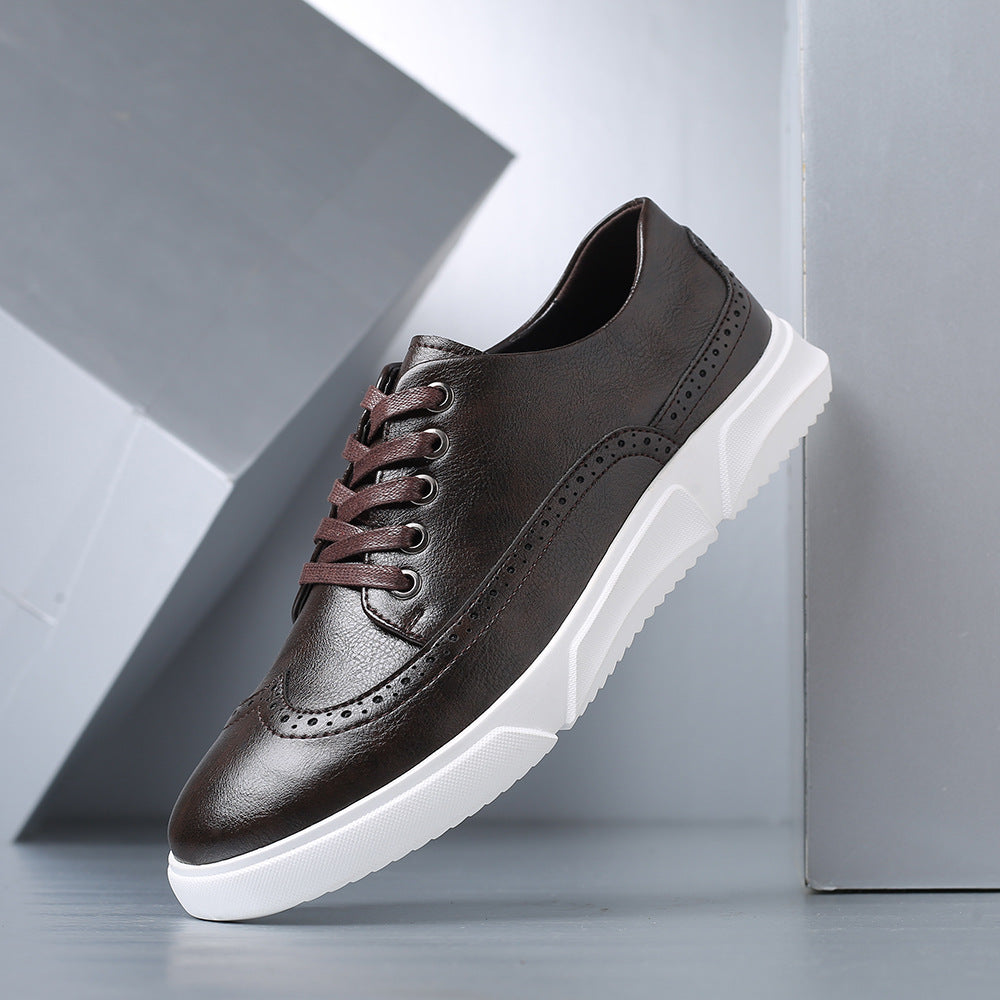 Leather Brogue Sneaker Lace-Up Cushioned Sole – Fenron